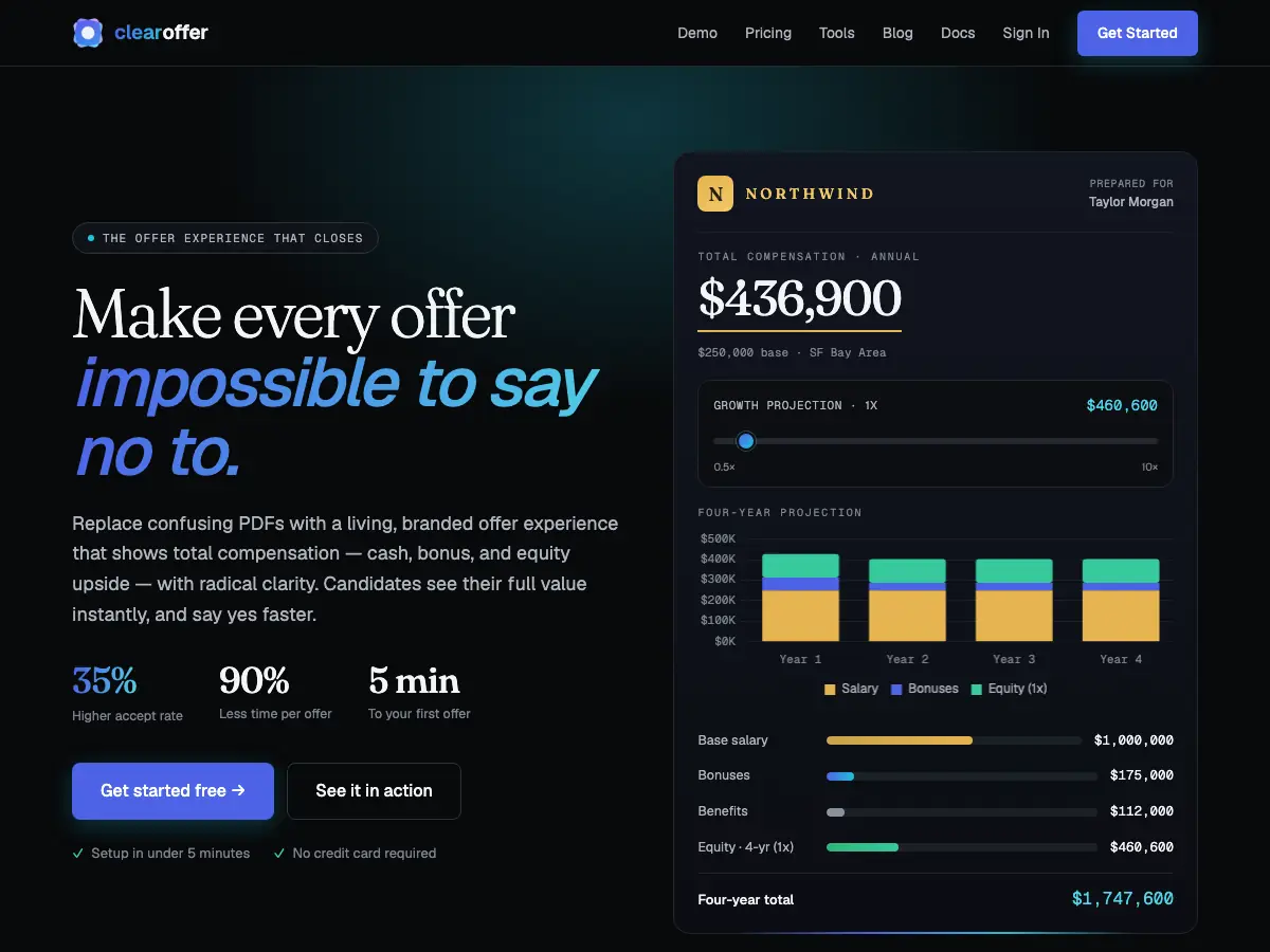 Screenshot of the ClearOffer website